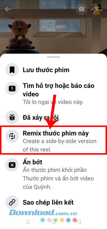 Nhấn vao mục Remix thước phim này