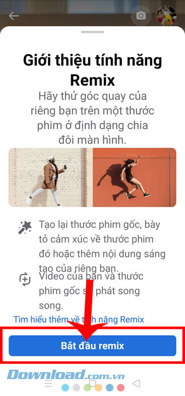 Chạm vào nút Bắt đầu Remix