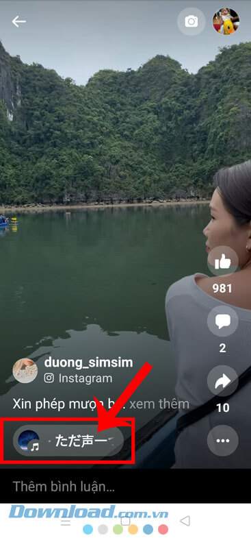 Nhấn vào biểu tượng nhạc nền