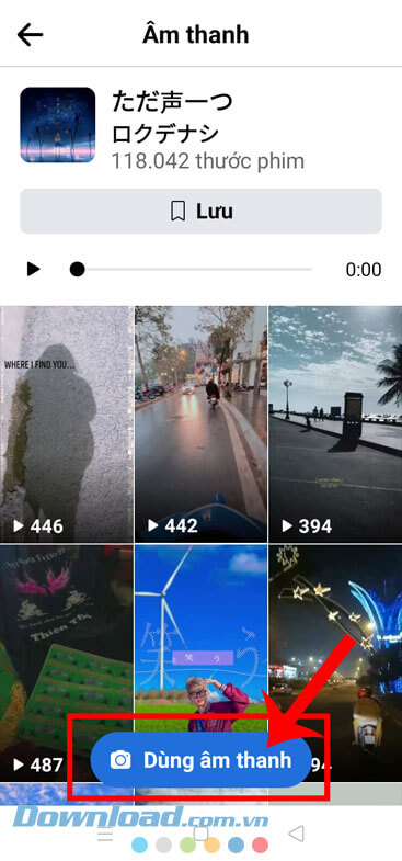 Ấn vado mục Dùng âm thanh