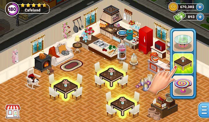 Sắp xếp bàn trong game CafeLand