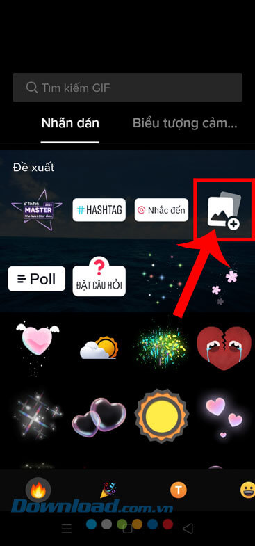 Ấn vào sticker hình ảnh