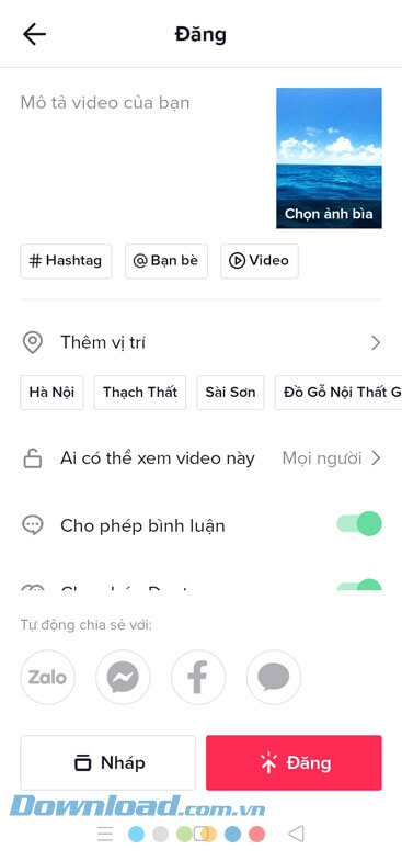 Nhấn vào nút Đăng