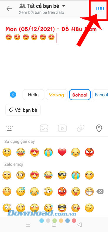 Chạm vào nút Lưu