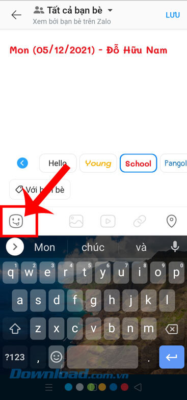 Nhấn vào biểu tượng khuôn mặt