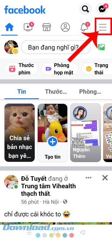 Nhấn vào biểu tượng ba dấu gạch ngang