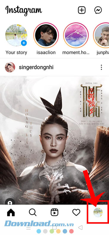 Chạm vào biểu tượng tài khoản