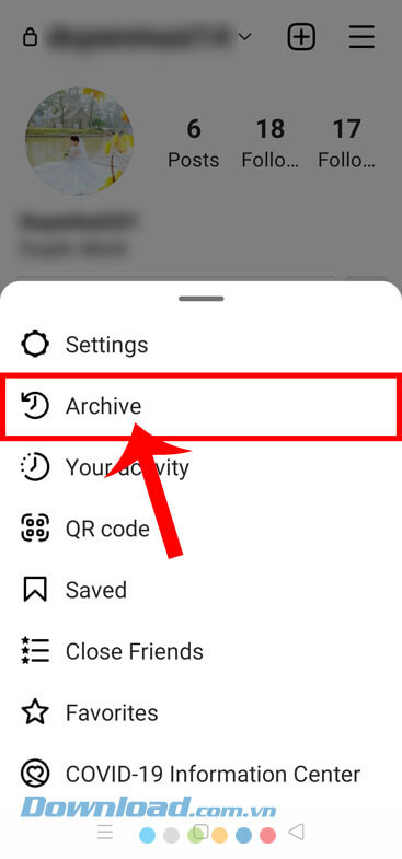 Ấn vào mục Archive