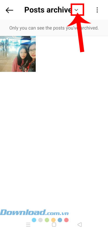 Nhấn vào mũi tên con trỏ hướng xuống dưới