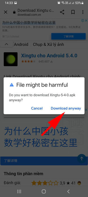 Chọn Download anyway để tải file