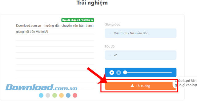 Click chuột vào nút Tải xuống