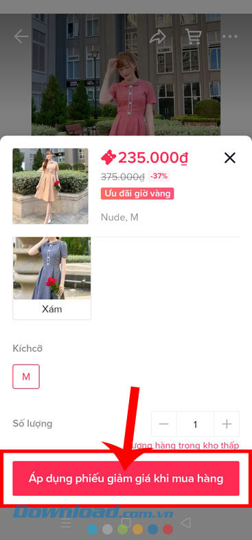 Chọn số lượng, size, màu sắc sản phẩm