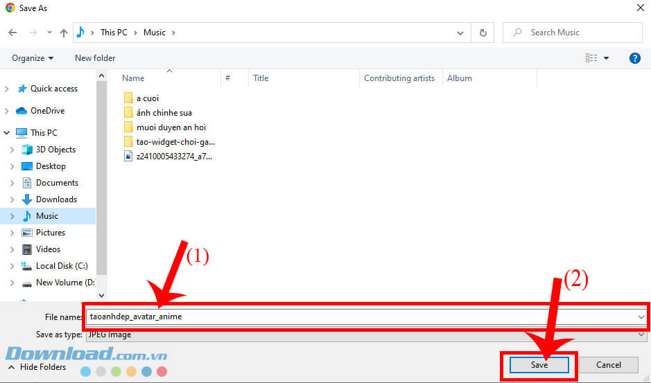 Nhấn vào nút Save