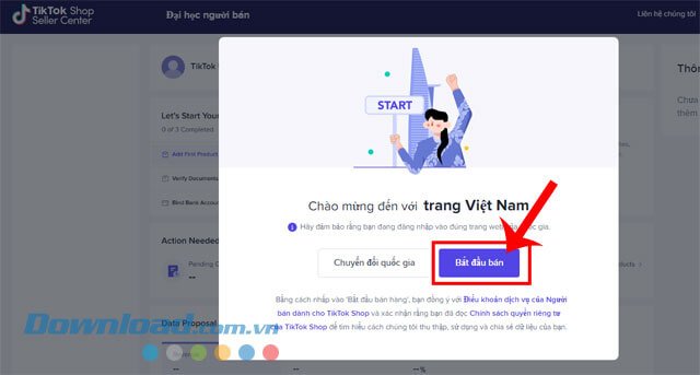 Nhấp chuột vào nút Bắt đầu bán
