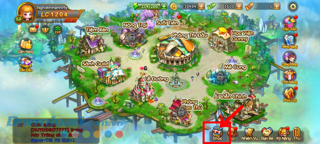 Nhấn vào mục Shop