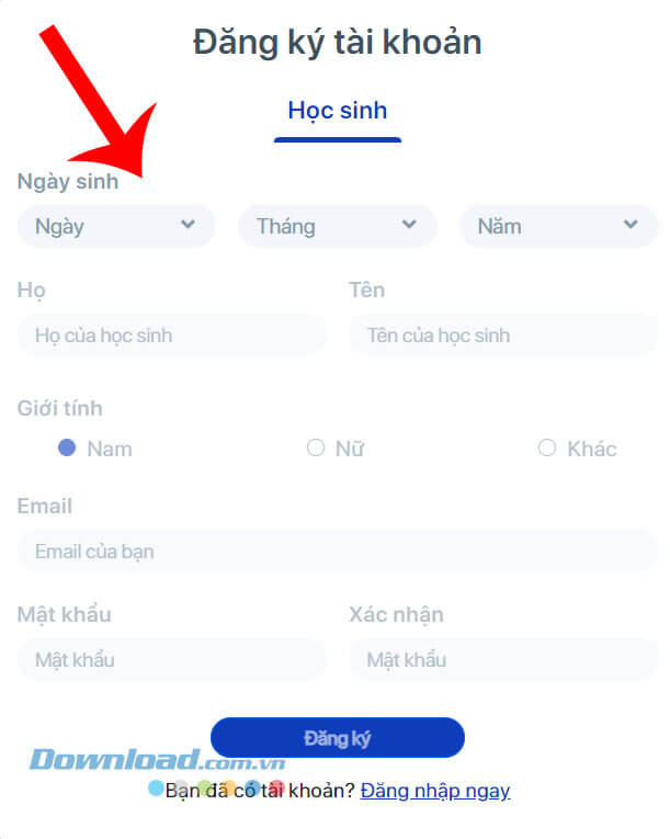Nhập thông tin đăng ký