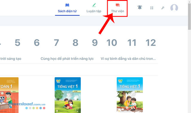 Nhấp chuột vào mục Thư viện