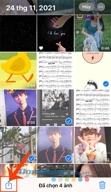 Nhấn vào biểu tượng chia sẻ