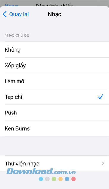 Đổi nhạc nền của Slideshow
