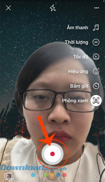 Nhấn và giữ vào biểu tượng hình tròn