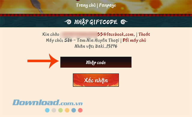 Nhập mã code