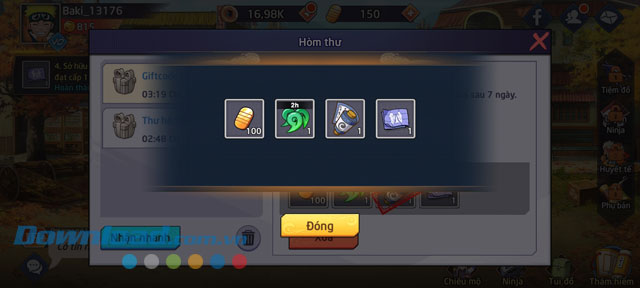 Phần thưởng nhận được khi nhập mã code