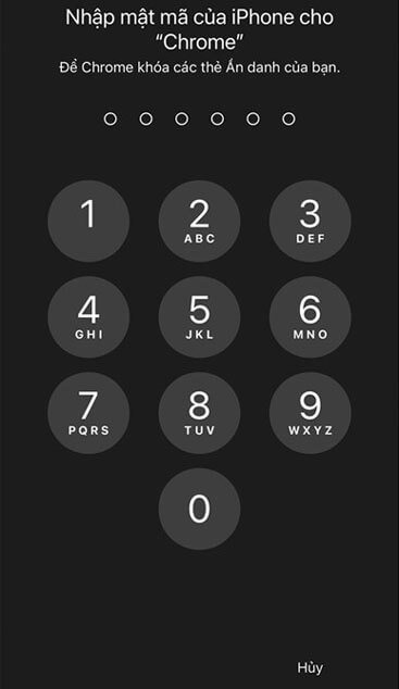 Đặc mã khóa tab ẩn danh