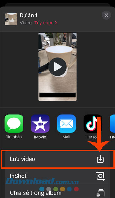 Ấn vào nút Lưu video