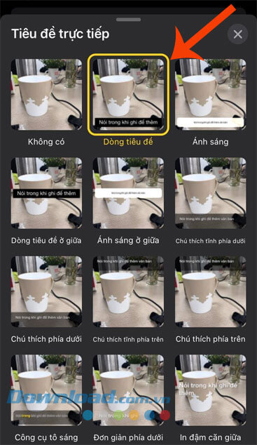 Chọn kiểu tiêu đề cho video