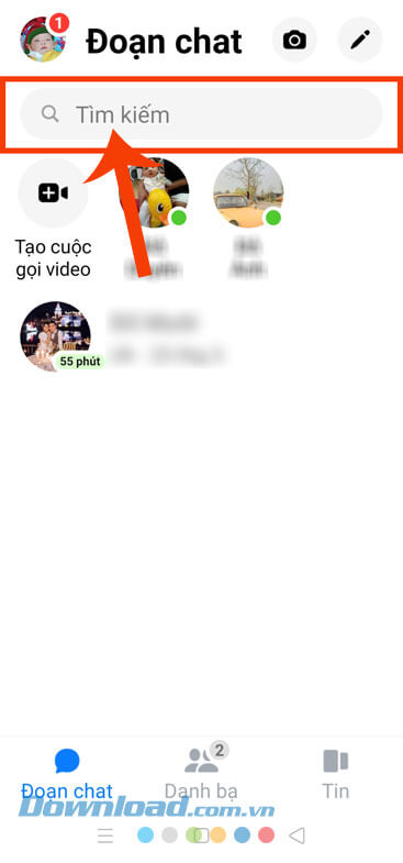 Chạm vào mục Ô tìm kiếm