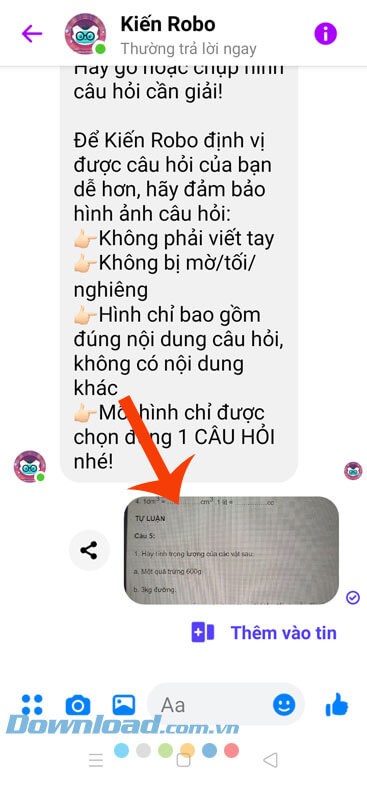 Nhập hoặc chụp bài tập