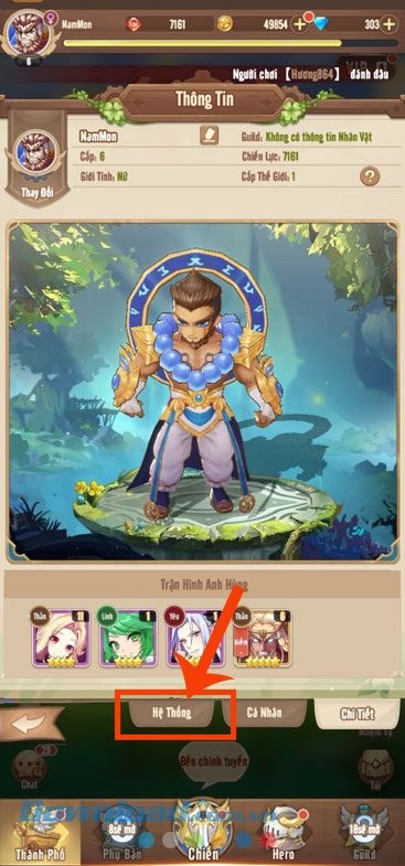 Ấn vào mục Hệ thống