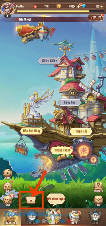 Chạm vào biểu tượng bức thư