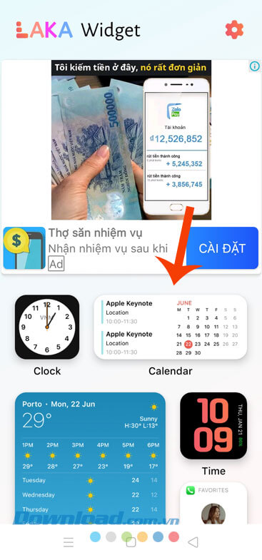 Chọn widget