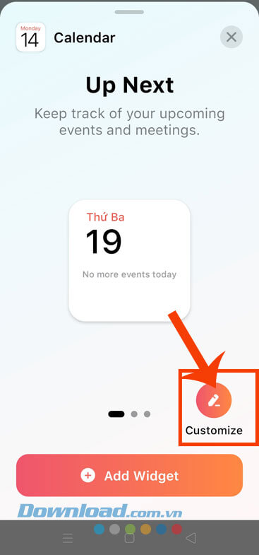 Nhấn vào nút Customize