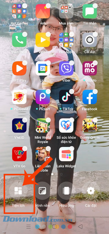 Ấn vào mục Tiện ích