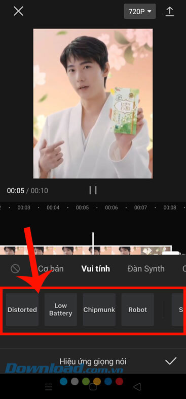 Chọn hiệu ứng giọng nói