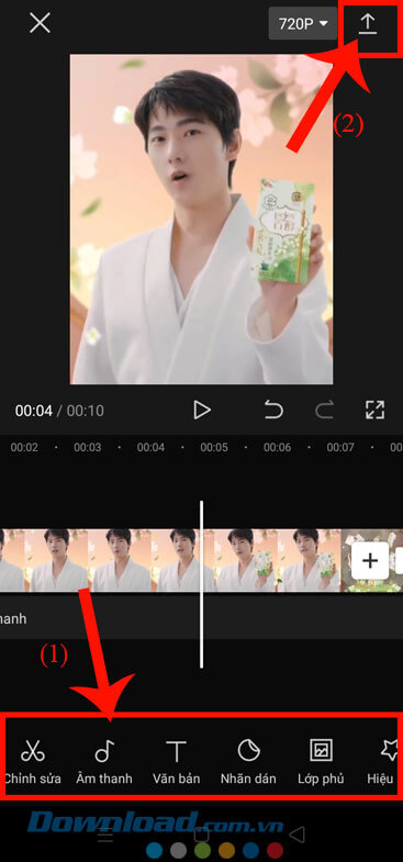Ấn vào biểu tượng mũi tên đi lên