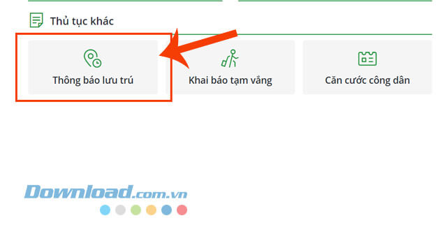 Nhấn vài mục Thông báo lưu trú