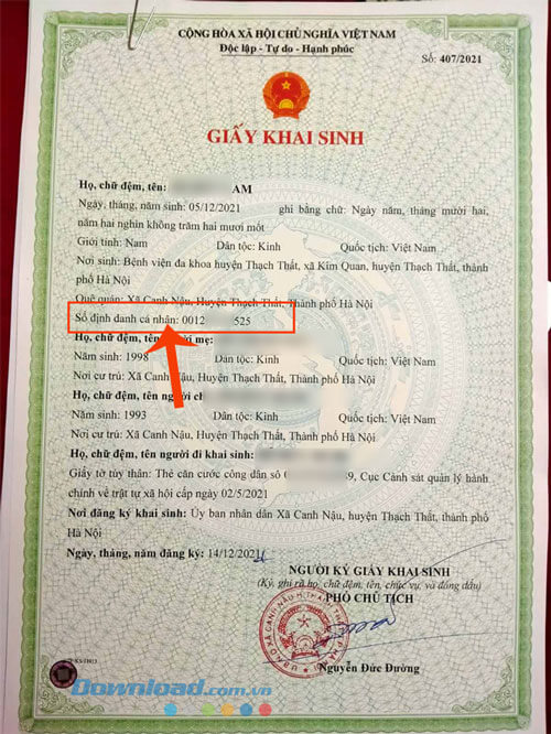 Tra cứu mã định danh bằng Giấy khai sinh