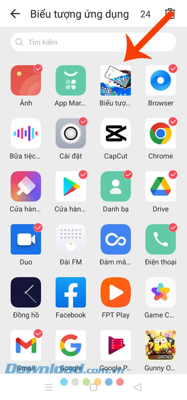 Chọn ứng dụng hiển thị ra màn hình