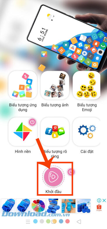 Nhấn vào nút Khởi đầu