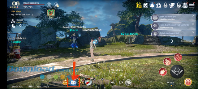 Chạm vào biểu tượng bức thư