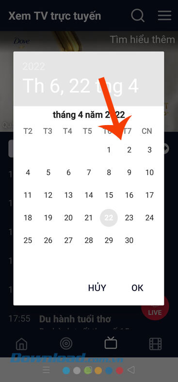 Chọn thời gian xem lịch phát sóng