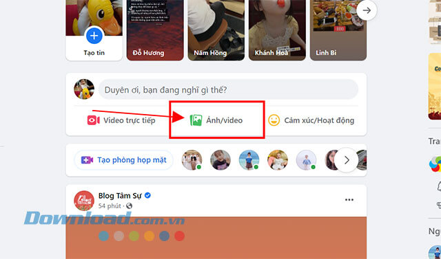 Nhấn vào mục Ảnh/Video