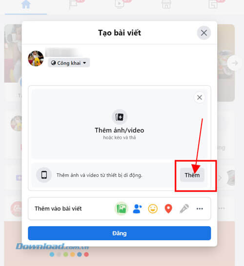 Nhấn vào nút Thêm