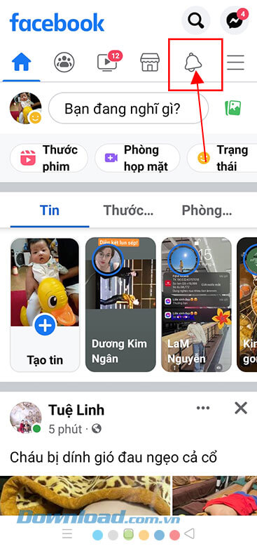 Chạm vào biểu tượng thông báo