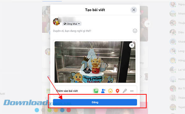 Nhấp chuột vào nút Đăng
