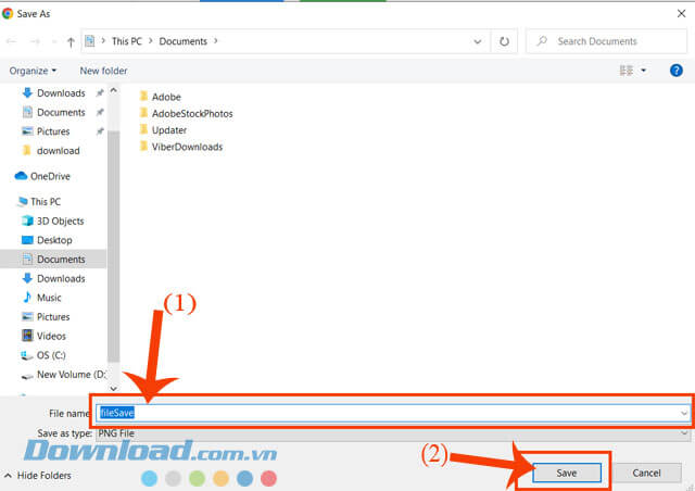 Đặt tên file ảnh và nhấn vào nút Save