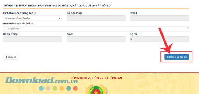 Nhấn vào nút Đồng ý và tiếp tục